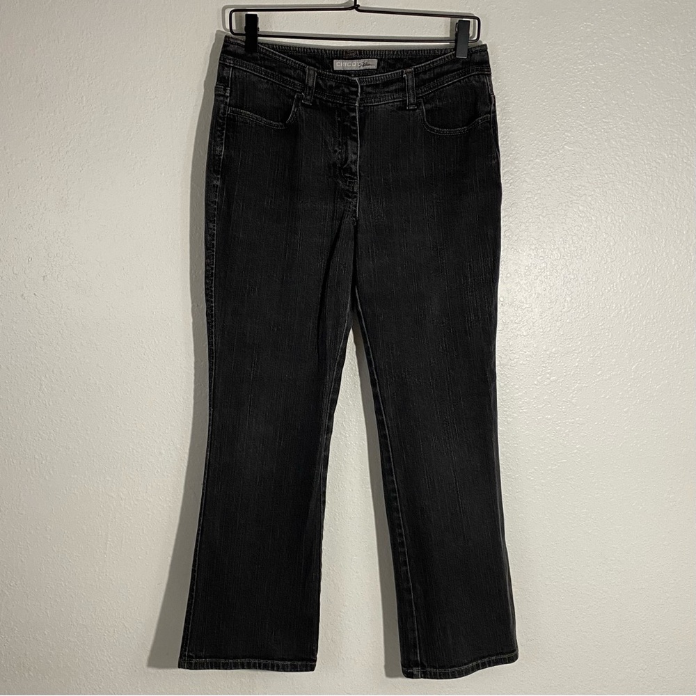 Chico’s Platinum Black/Slate Pavee Denim Jeans Chico’s Size 0.5 Short = Size 6